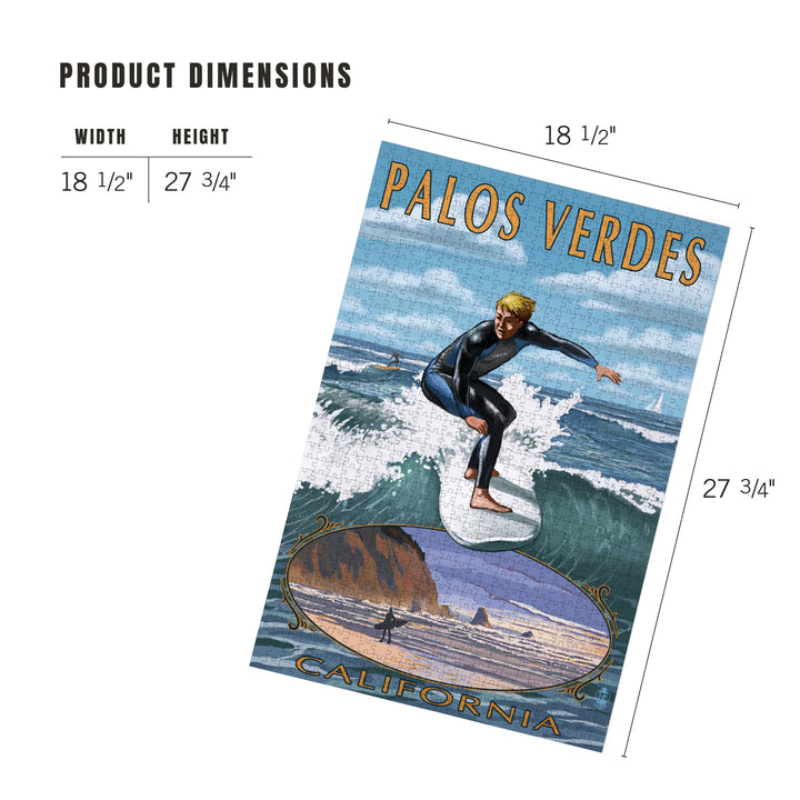 Palos Verdes, California, Surfer, Jigsaw Puzzle Puzzle Lantern Press 