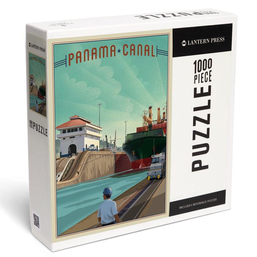 Panama Canal, Litho, Jigsaw Puzzle Puzzle Lantern Press 