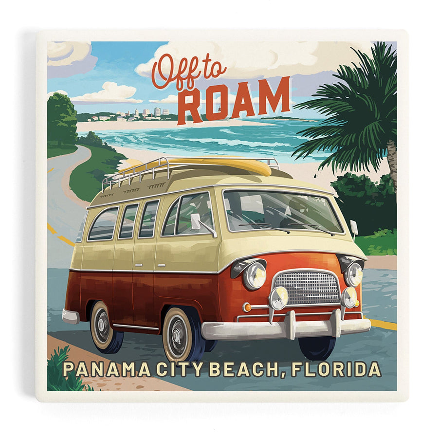 Panama City Beach, Florida, Camper Van Coastal, Coasters Coasters Lantern Press 