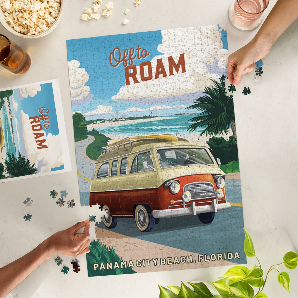 Panama City Beach, Florida, Camper Van Coastal, Jigsaw Puzzle Puzzle Lantern Press 
