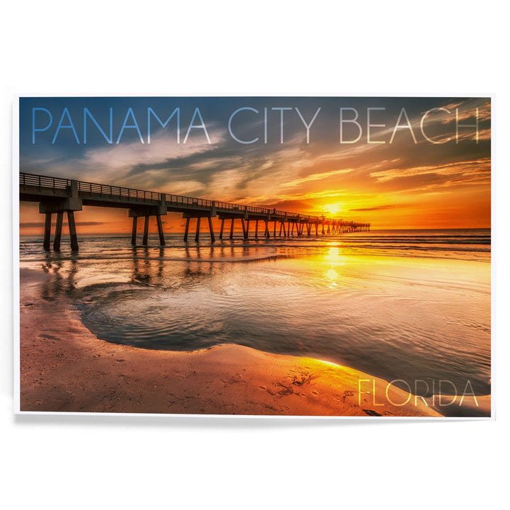 Panama City Beach, Florida, Pier and Sunset, Art & Giclee Prints Art Lantern Press 