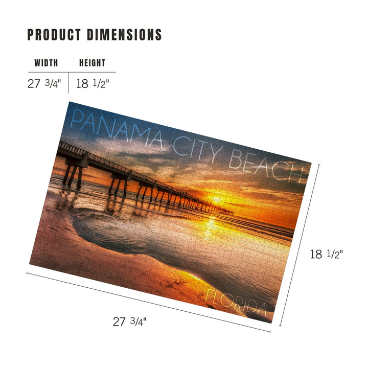 Panama City Beach, Florida, Pier and Sunset, Jigsaw Puzzle Puzzle Lantern Press 