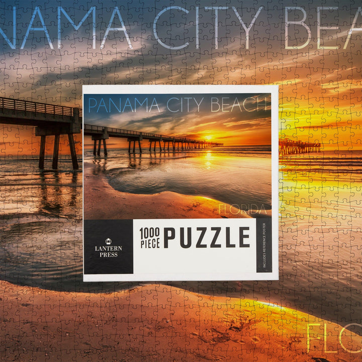 Panama City Beach, Florida, Pier and Sunset, Jigsaw Puzzle Puzzle Lantern Press 