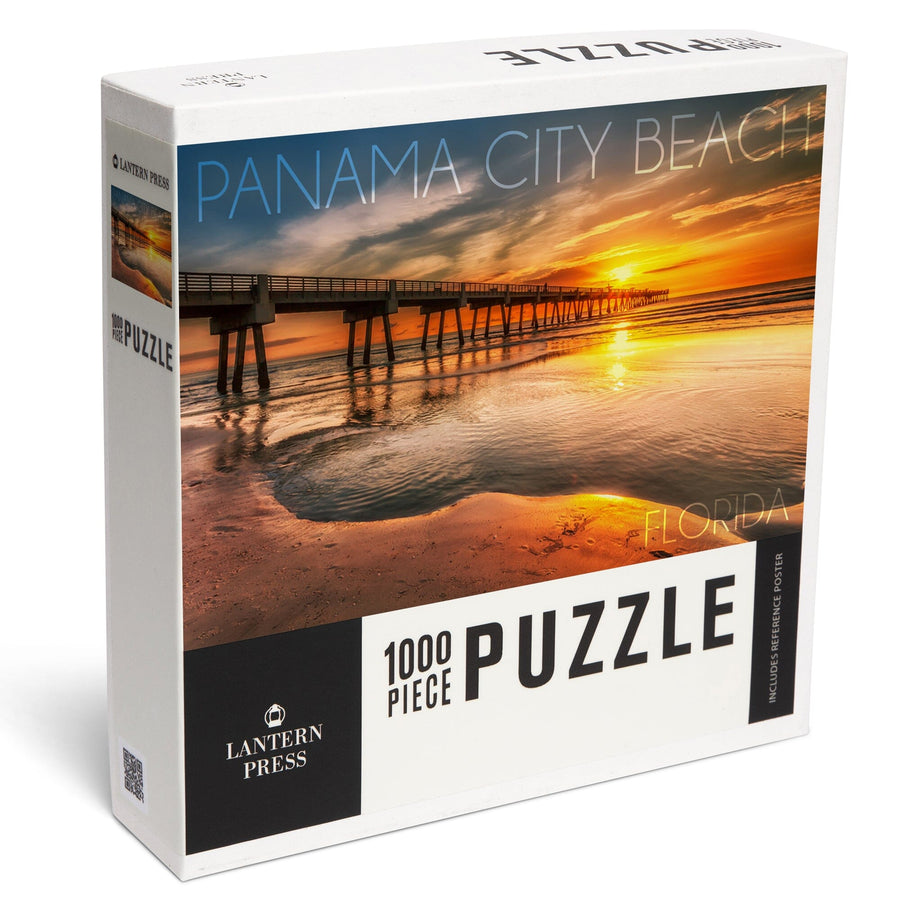 Panama City Beach, Florida, Pier and Sunset, Jigsaw Puzzle Puzzle Lantern Press 