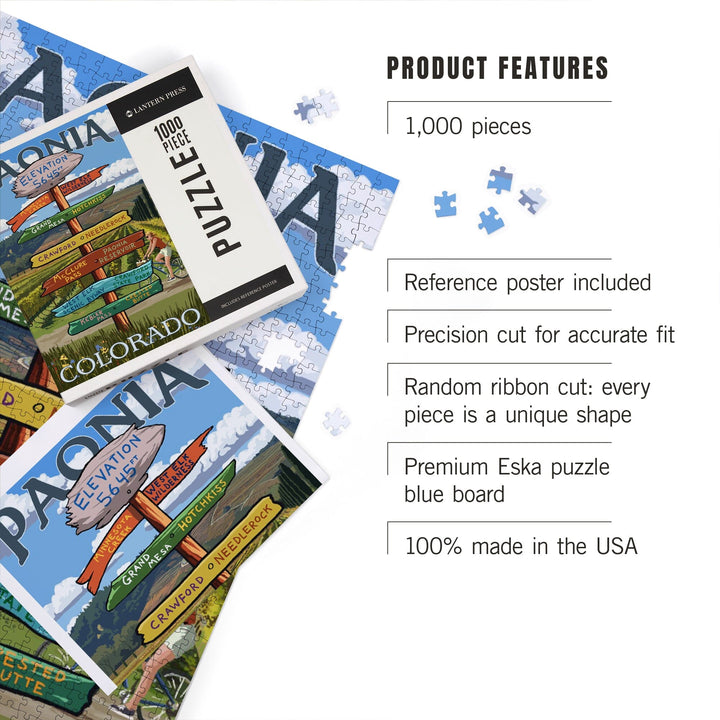 Paonia, Colorado, Destination Signpost, Jigsaw Puzzle Puzzle Lantern Press 