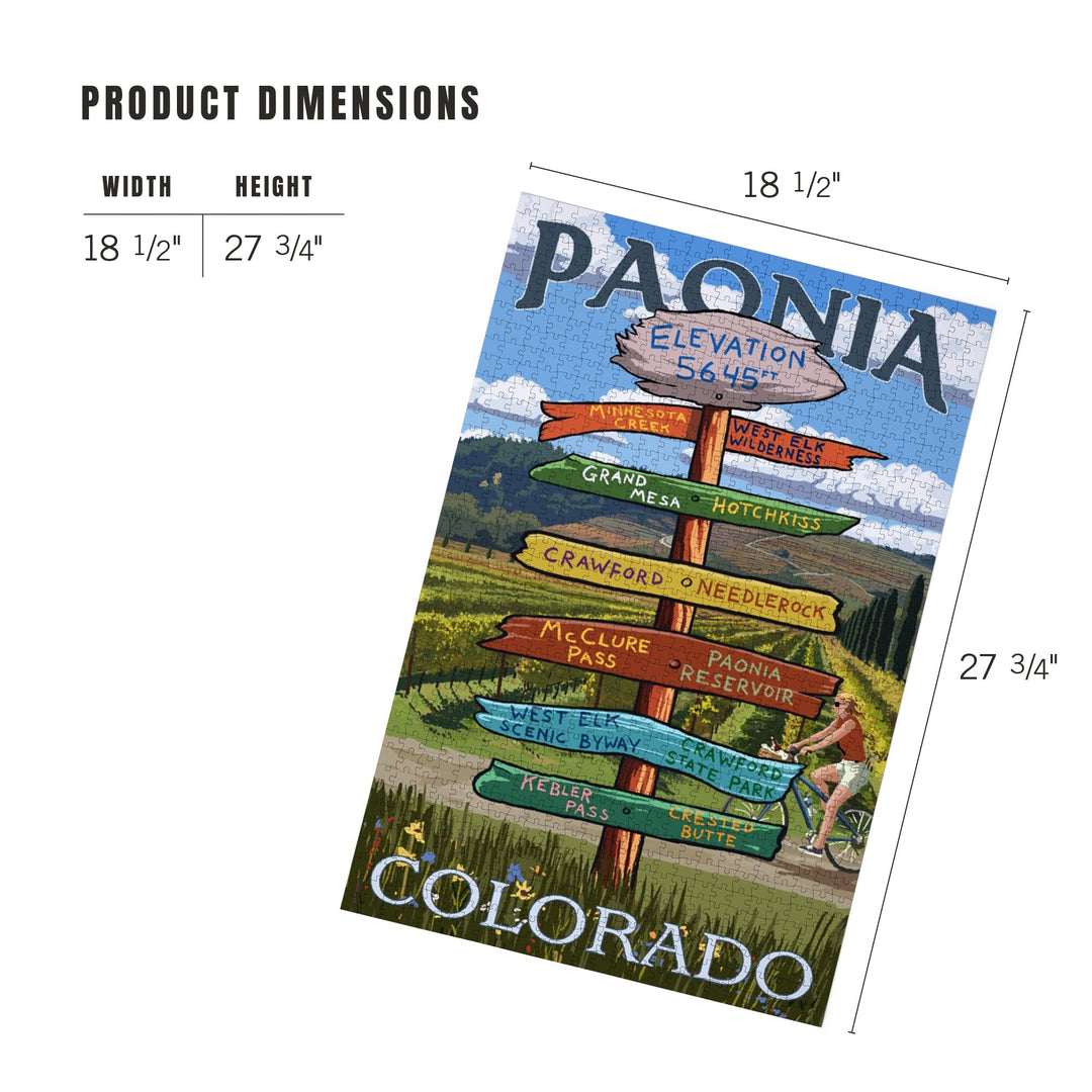 Paonia, Colorado, Destination Signpost, Jigsaw Puzzle Puzzle Lantern Press 