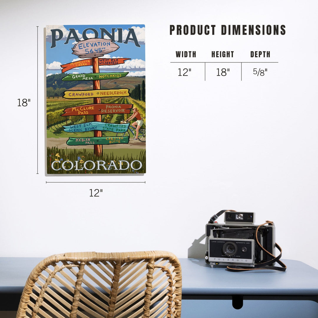 Paonia, Colorado, Destination Signpost, Lantern Press Artwork, Wood Signs and Postcards Wood Lantern Press 