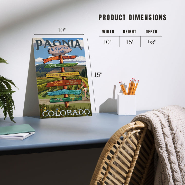 Paonia, Colorado, Destination Signpost, Lantern Press Artwork, Wood Signs and Postcards Wood Lantern Press 