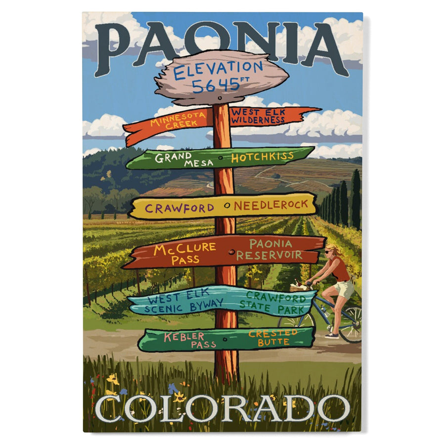 Paonia, Colorado, Destination Signpost, Lantern Press Artwork, Wood Signs and Postcards Wood Lantern Press 