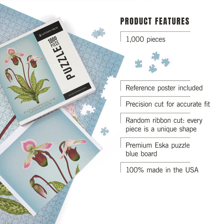 Paphiopedilum, Orchid, Vintage Flora, Jigsaw Puzzle Puzzle Lantern Press 