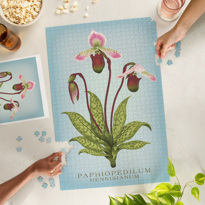 Paphiopedilum, Orchid, Vintage Flora, Jigsaw Puzzle Puzzle Lantern Press 