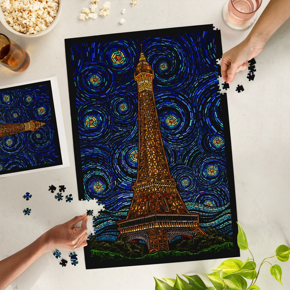Paris, France, Eiffel Tower Mosaic, Jigsaw Puzzle Puzzle Lantern Press 