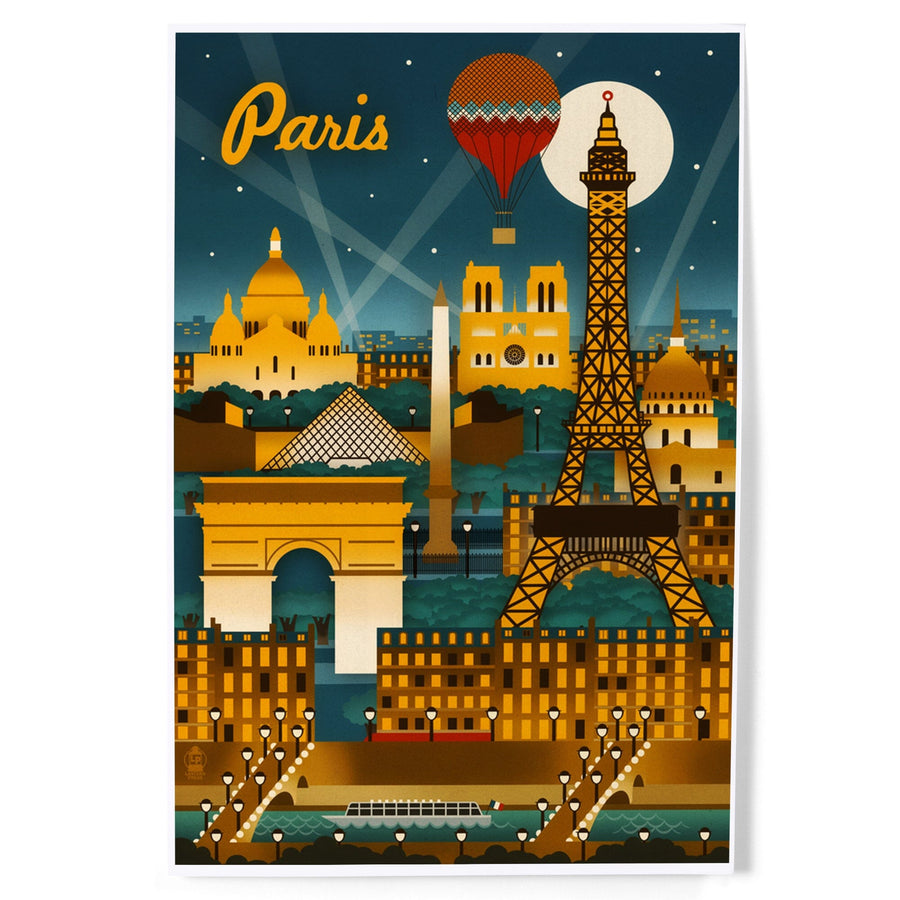 Paris, France, Retro Skyline, Art & Giclee Prints Art Lantern Press 