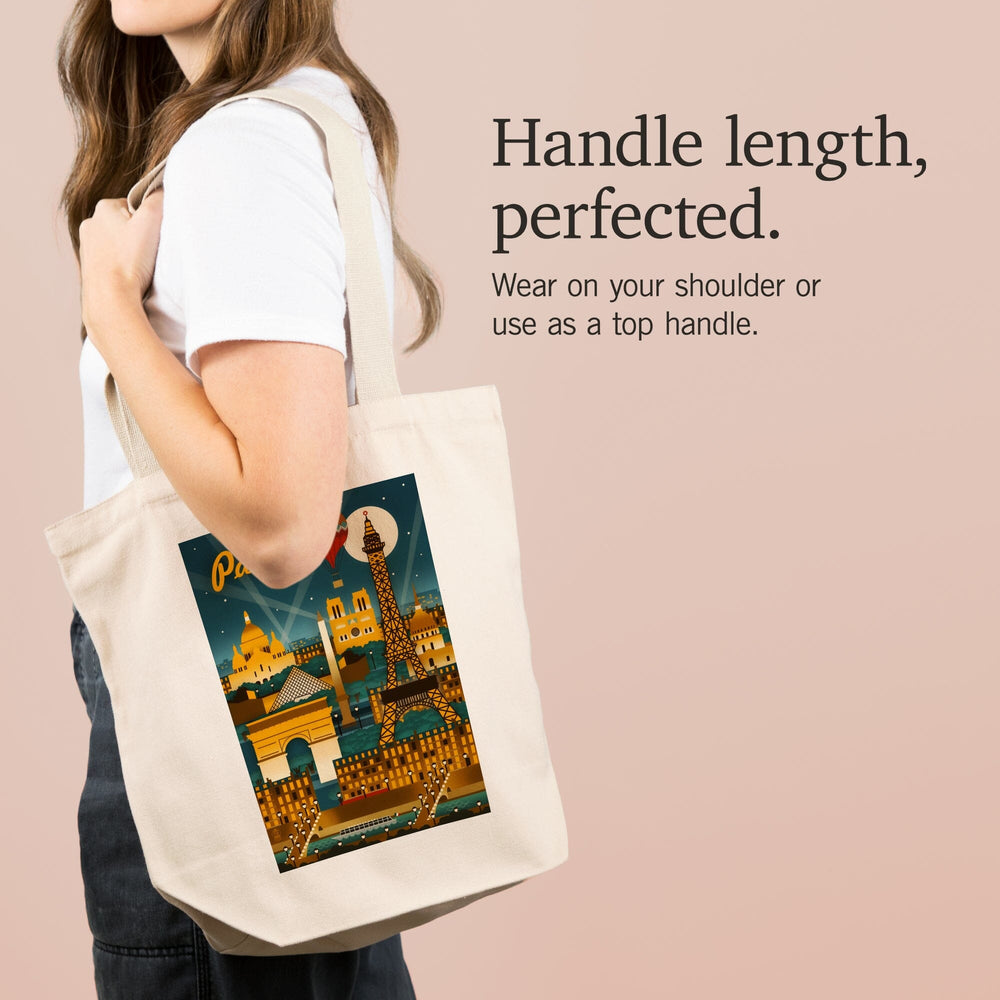 Paris, France, Retro Skyline, Tote Bag Totes Lantern Press 