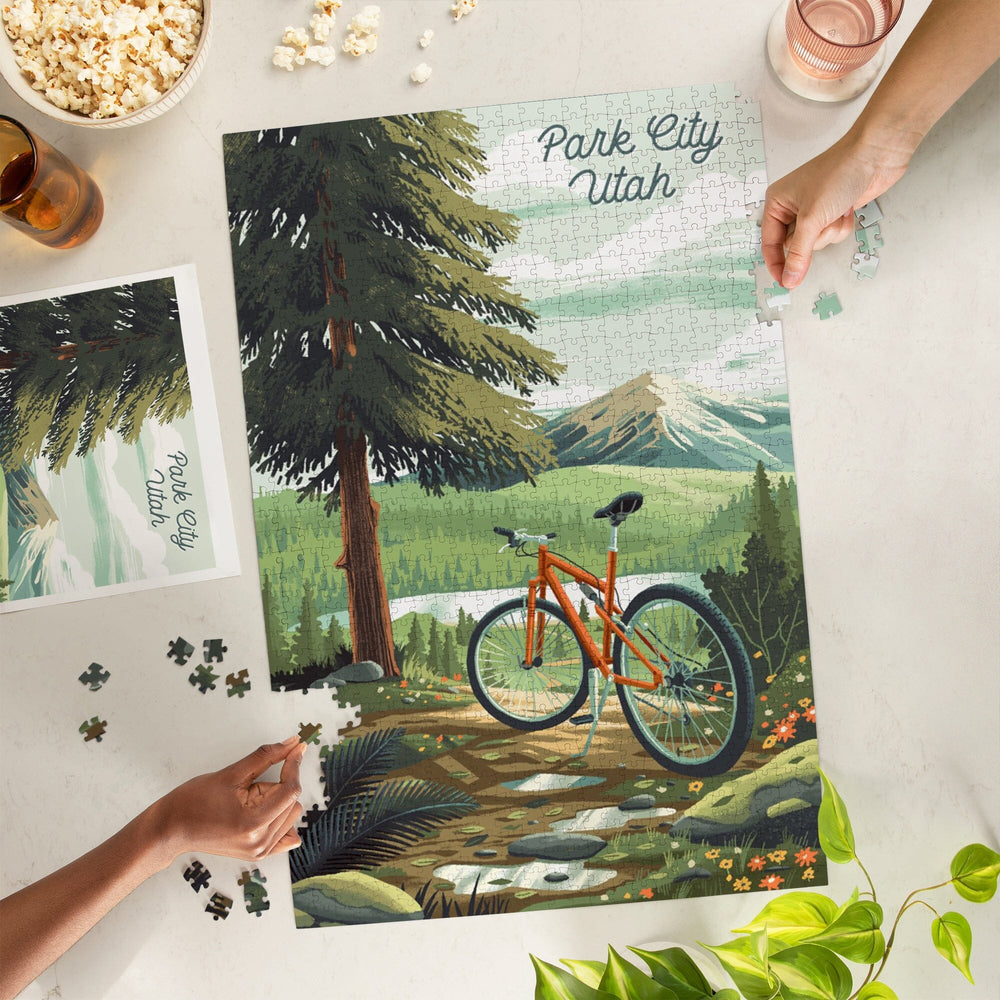 Park City, Utah, Get Outside Series, Off to Wander, Cycling with Mountains, Jigsaw Puzzle Puzzle Lantern Press 