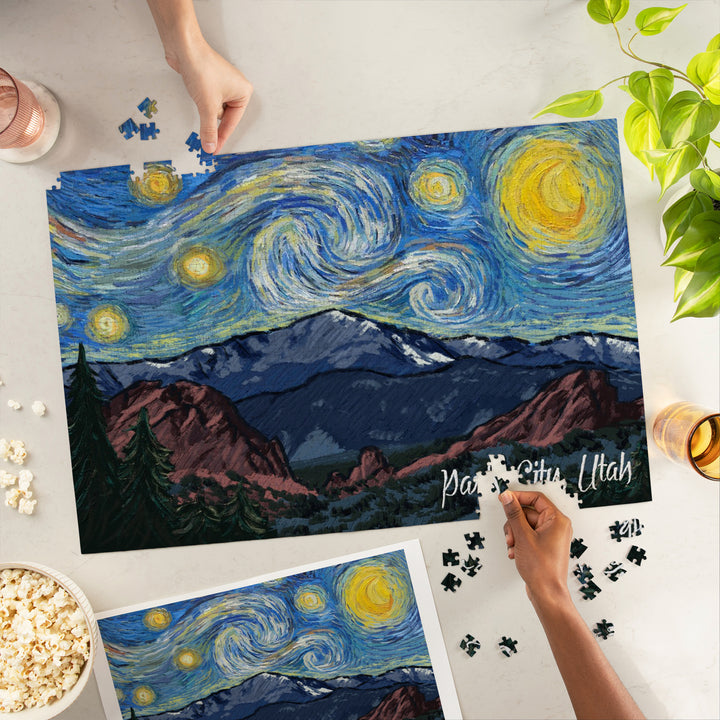 Park City, Utah, Mountain Peak, Starry Night, Jigsaw Puzzle Puzzle Lantern Press 