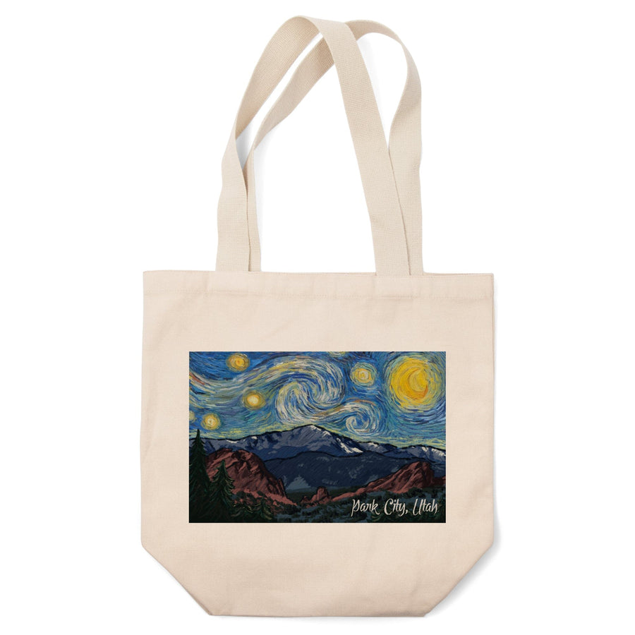 Park City, Utah, Mountain Peak, Starry Night, Lantern Press Artwork, Tote Bag Totes Lantern Press 