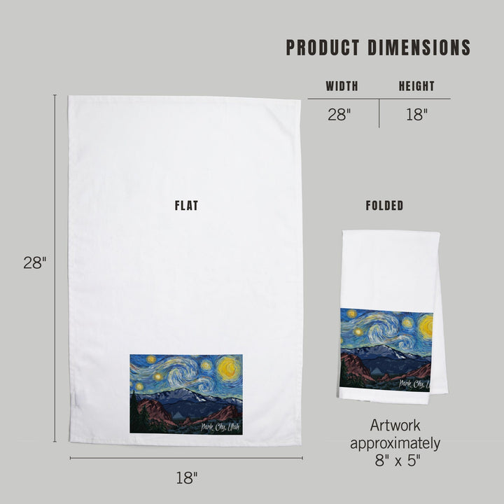 Park City, Utah, Mountain Peak, Starry Night, Organic Cotton Kitchen Tea Towels Kitchen Lantern Press 