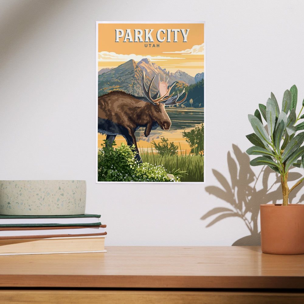 Park City, Utah, Painterly, Moose, Art & Giclee Prints Art Lantern Press 
