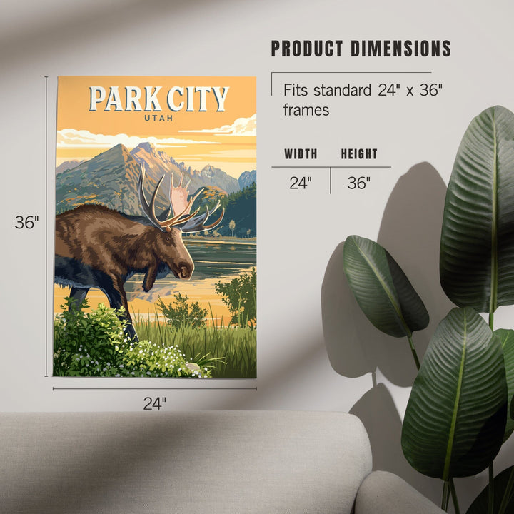 Park City, Utah, Painterly, Moose, Art & Giclee Prints Art Lantern Press 