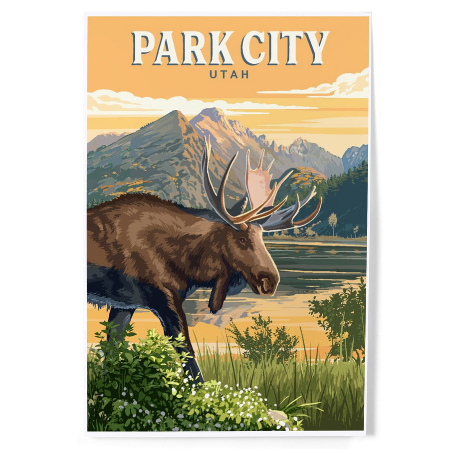 Park City, Utah, Painterly, Moose, Art & Giclee Prints Art Lantern Press 