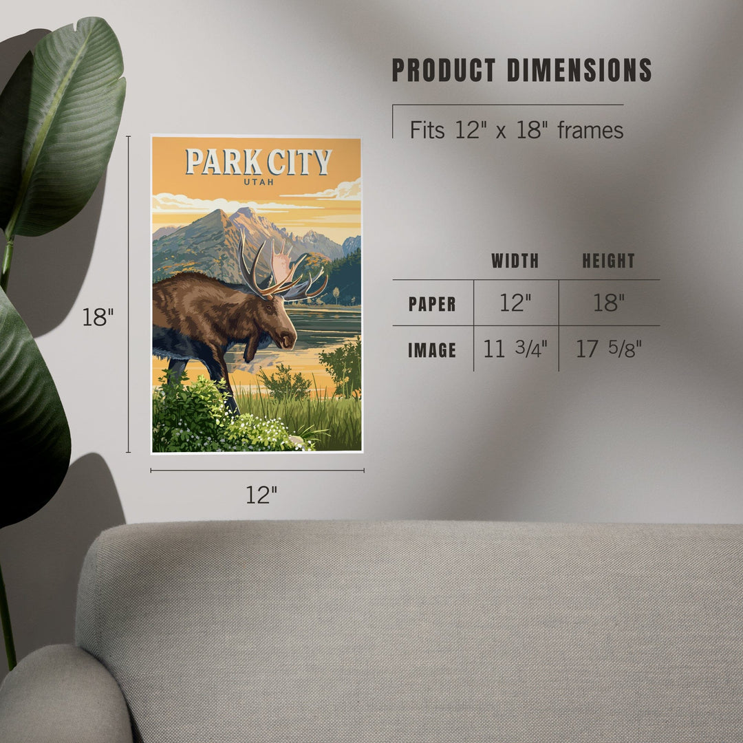Park City, Utah, Painterly, Moose, Art & Giclee Prints Art Lantern Press 
