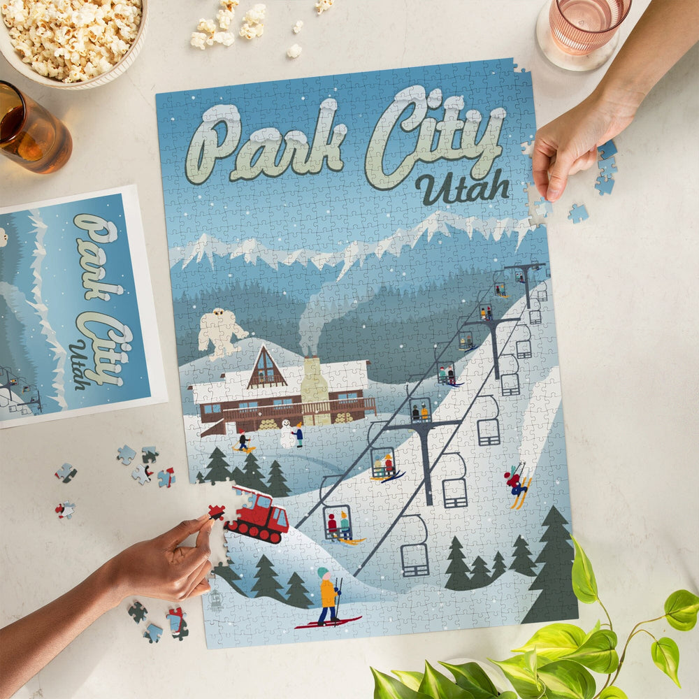 Park City, Utah, Retro Ski Resort, Jigsaw Puzzle Puzzle Lantern Press 