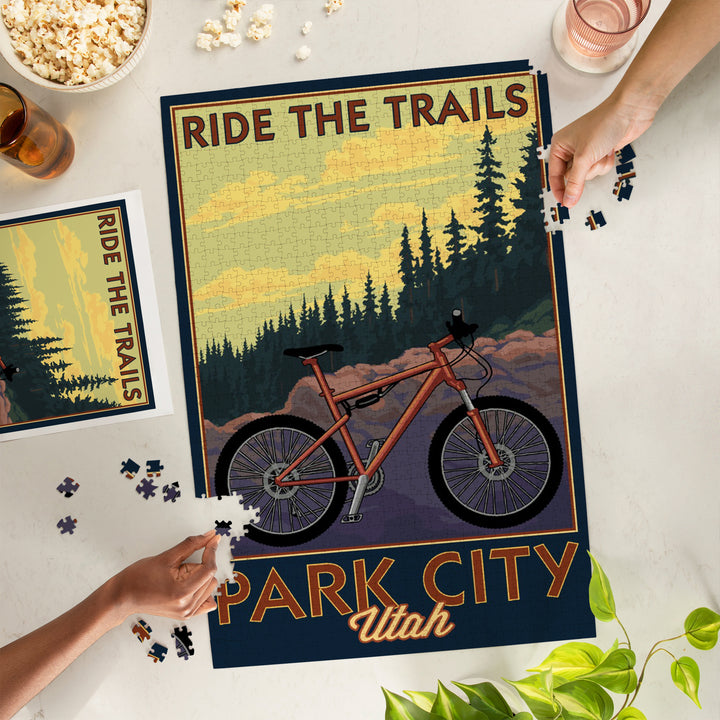 Park City, Utah, Ride the Trails, Mountain Bike Scene, Jigsaw Puzzle Puzzle Lantern Press 