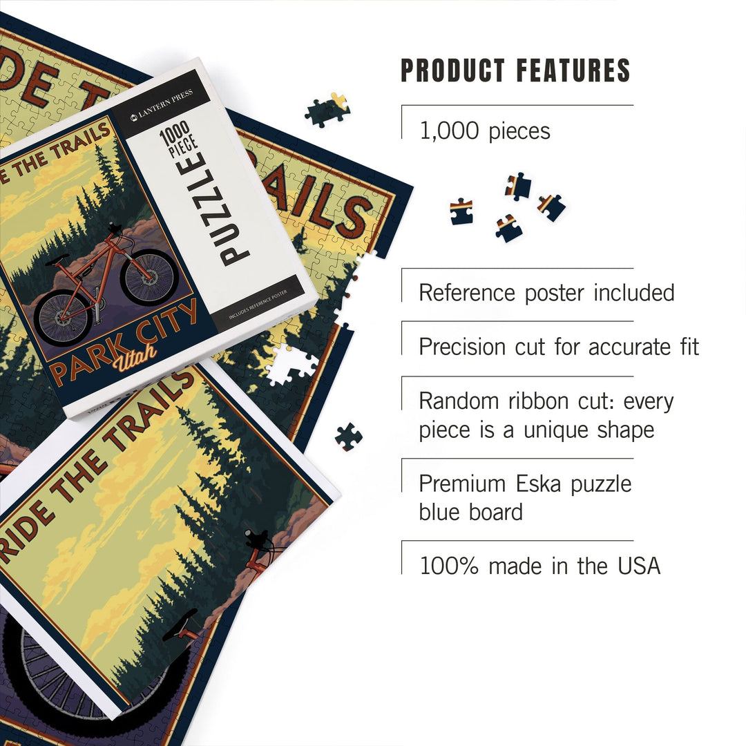 Park City, Utah, Ride the Trails, Mountain Bike Scene, Jigsaw Puzzle Puzzle Lantern Press 