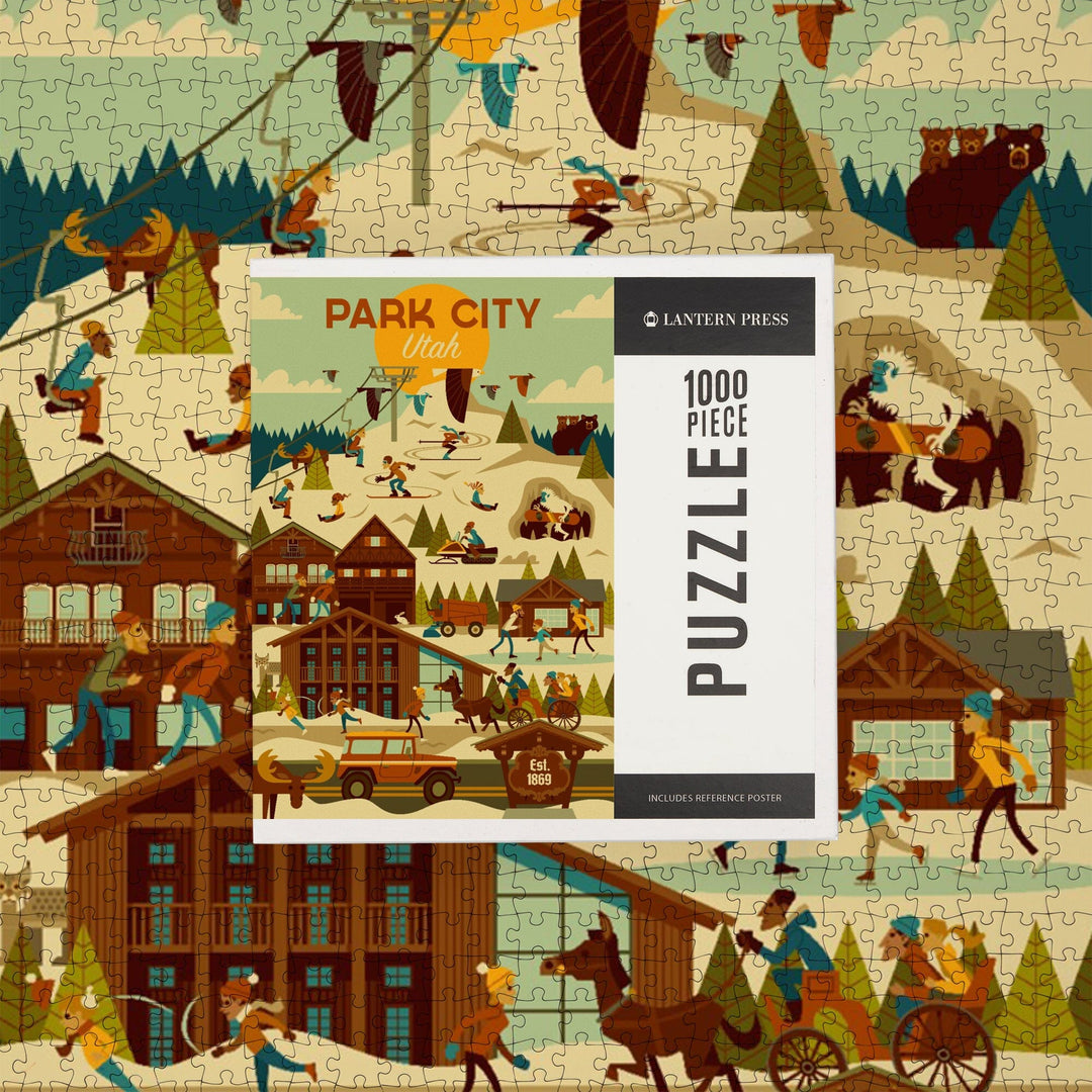 Park City, Utah, Ski Resort, Geometric, Jigsaw Puzzle Puzzle Lantern Press 