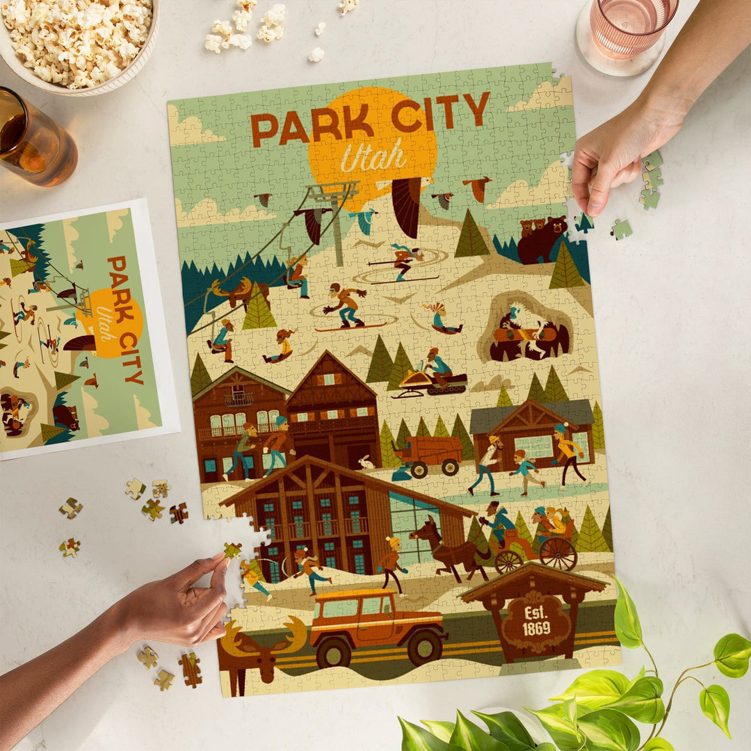 Park City, Utah, Ski Resort, Geometric, Jigsaw Puzzle Puzzle Lantern Press 