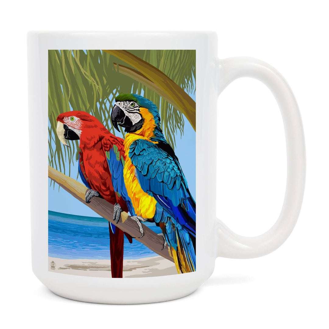 Parrots, Lantern Press Artwork, Ceramic Mug Mugs Lantern Press 