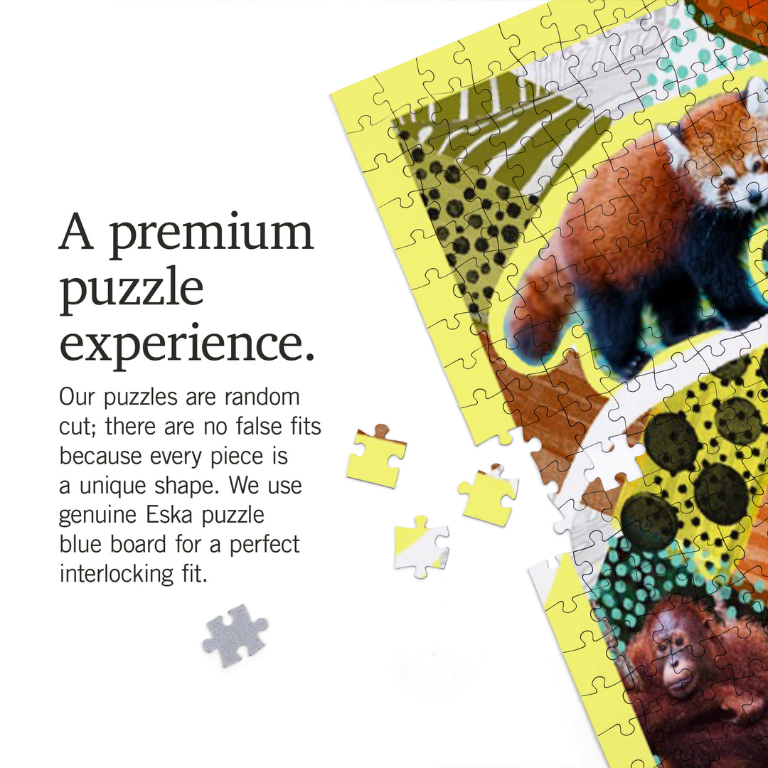 Party Animals, Zoo Collage, Jigsaw Puzzle Puzzle Lantern Press 