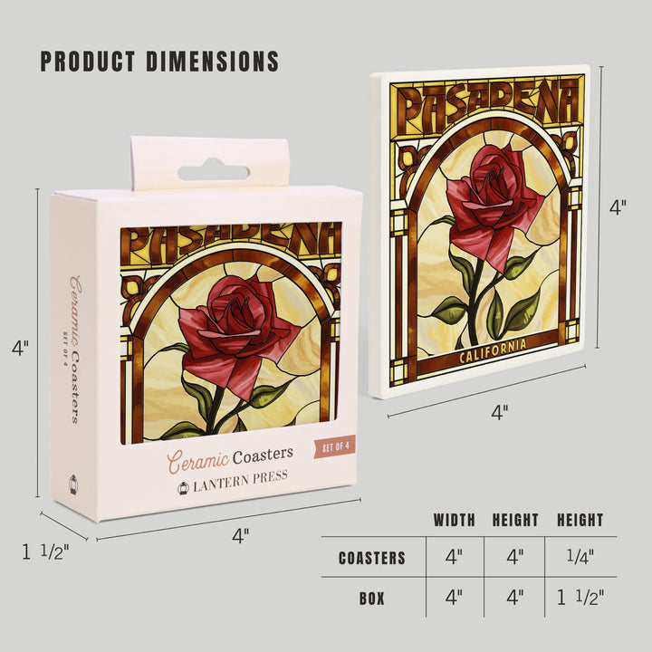 Pasadena, California, Rose Stained Glass, Coasters Coasters Lantern Press 