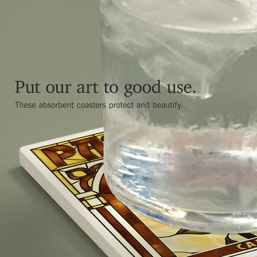 Pasadena, California, Rose Stained Glass, Coasters Coasters Lantern Press 