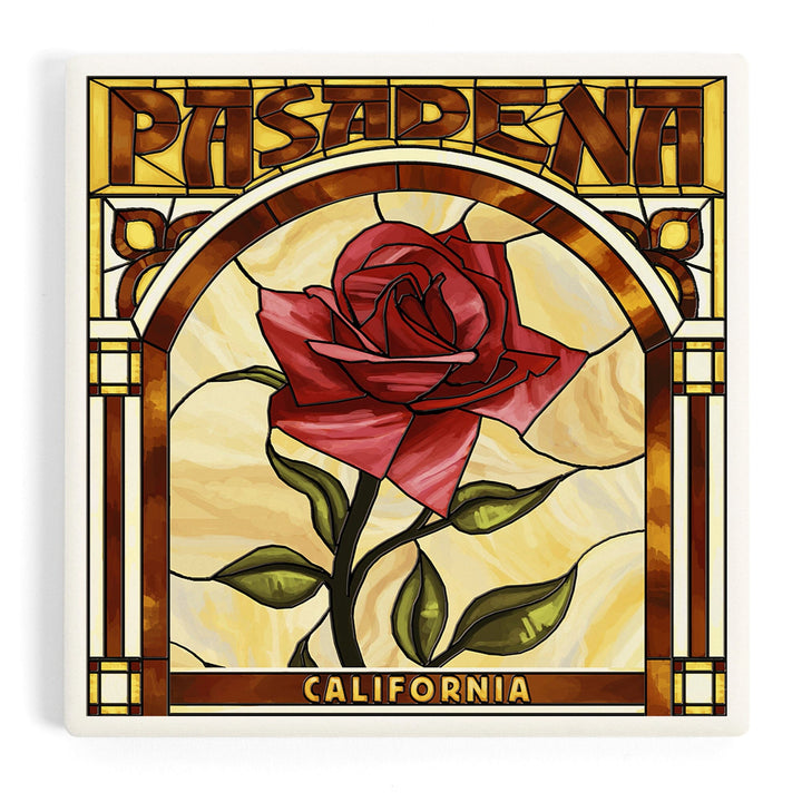 Pasadena, California, Rose Stained Glass, Coasters Coasters Lantern Press Coaster 