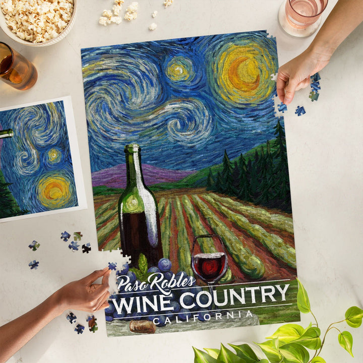 Paso Robles Wine Country, California, Vineyard, Starry Night, Jigsaw Puzzle Puzzle Lantern Press 