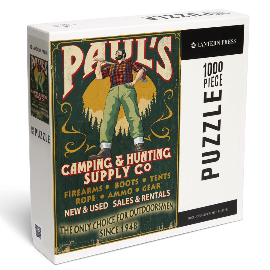 Paul Bunyan, Vintage Sign, Jigsaw Puzzle Puzzle Lantern Press 
