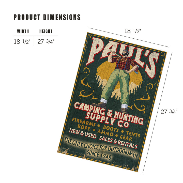 Paul Bunyan, Vintage Sign, Jigsaw Puzzle Puzzle Lantern Press 