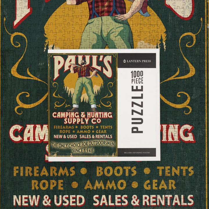 Paul Bunyan, Vintage Sign, Jigsaw Puzzle Puzzle Lantern Press 