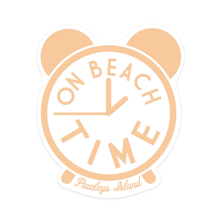 Pawleys Island, On Beach Time, Simply Said, Contour, Vinyl Sticker Sticker Lantern Press 