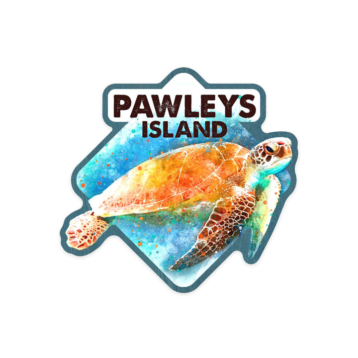 Pawleys Island, Sea Turtle, Watercolor, Contour, Lantern Press Artwork, Vinyl Sticker Sticker Lantern Press 