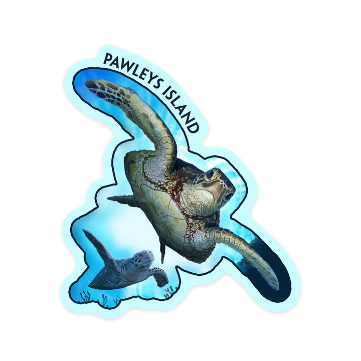 Pawleys Island, Sea Turtles Diving, Contour, Lantern Press Artwork, Vinyl Sticker Sticker Lantern Press 
