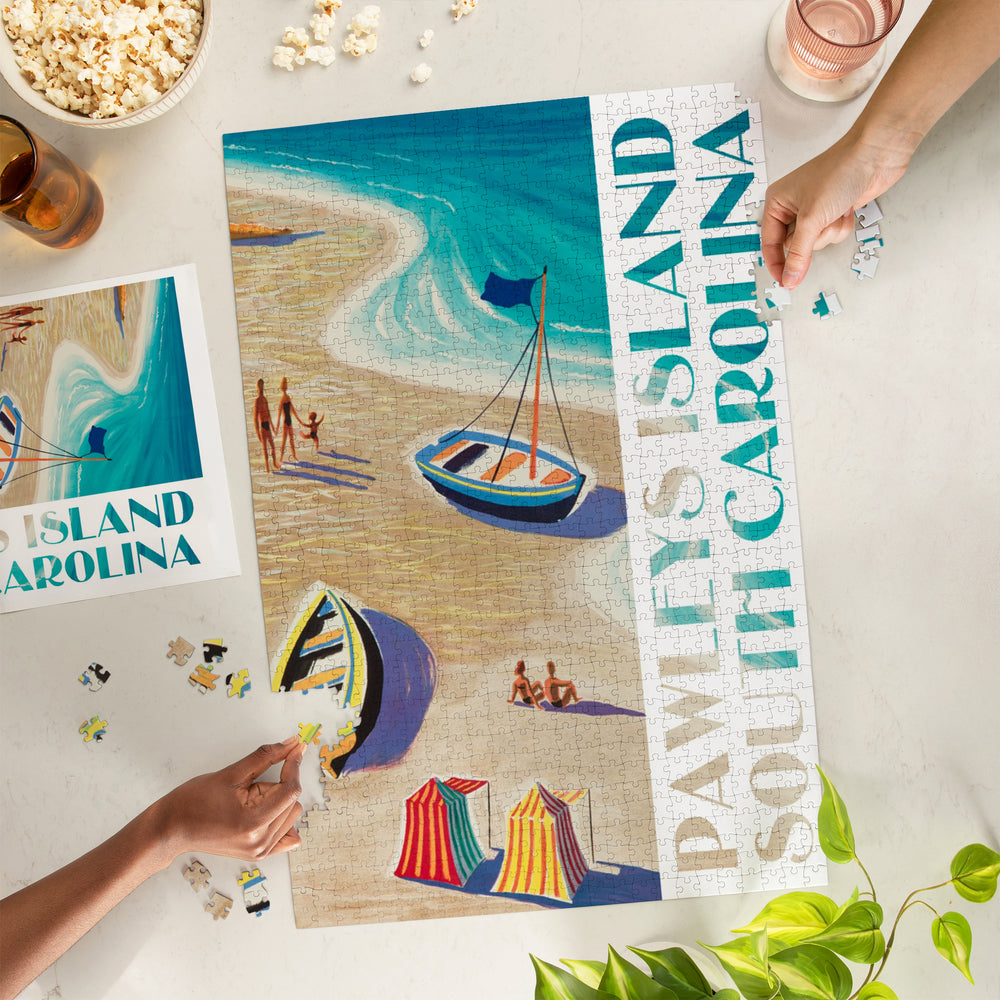 Pawleys Island, South Carolina, Beach Scene, Jigsaw Puzzle Puzzle Lantern Press 
