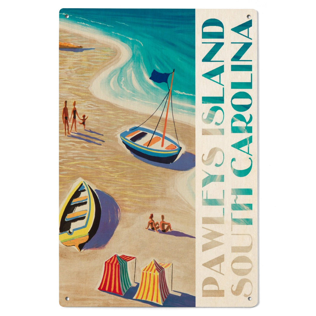 Pawleys Island, South Carolina, Beach Scene, Lantern Press Artwork, Wood Signs and Postcards Wood Lantern Press 