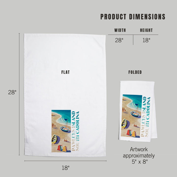 Pawleys Island, South Carolina, Beach Scene, Organic Cotton Kitchen Tea Towels Kitchen Lantern Press 
