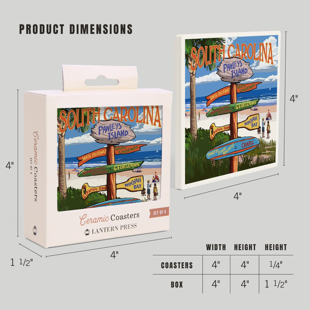 Pawleys Island, South Carolina, Destinations Sign, Coasters Coasters Lantern Press 