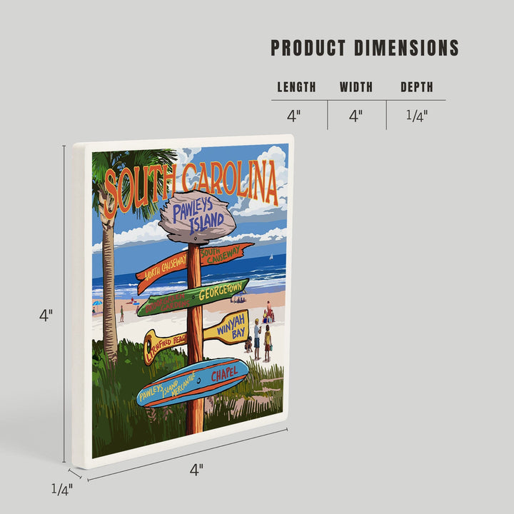 Pawleys Island, South Carolina, Destinations Sign, Coasters Coasters Lantern Press 