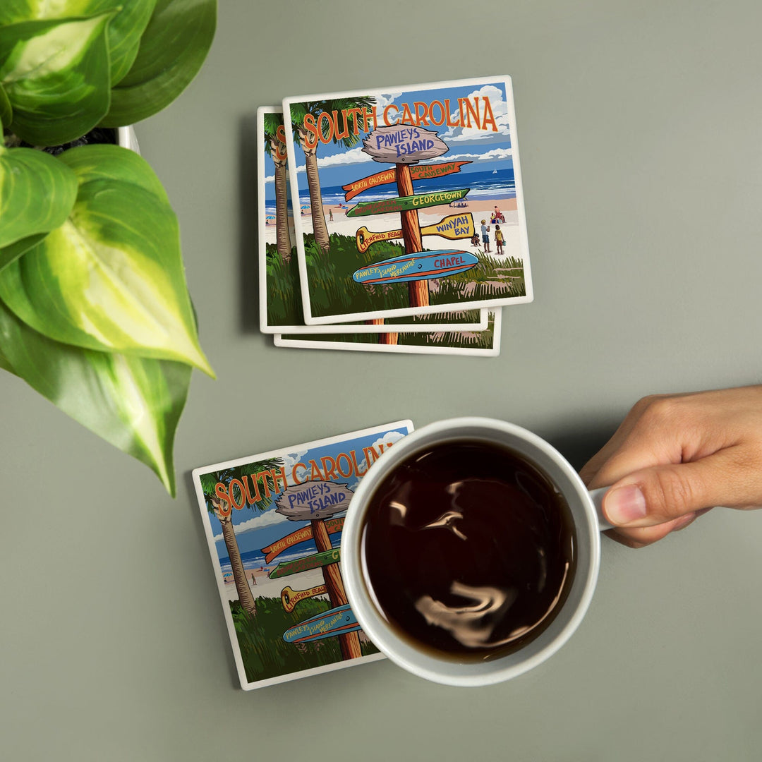 Pawleys Island, South Carolina, Destinations Sign, Coasters Coasters Lantern Press 