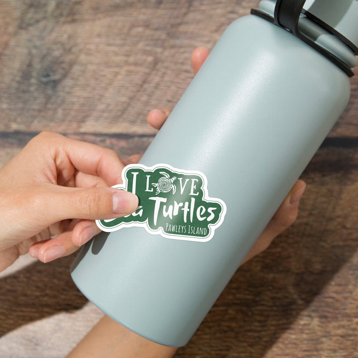 Pawleys Island, South Carolina, I Love Sea Turtles, Contour, Vinyl Sticker Sticker Lantern Press 